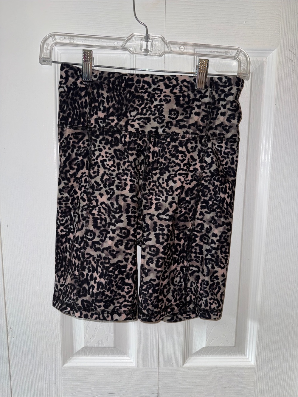 Jessica Simpson Leopard Print High-Waist Bike Shorts, sports bra and top